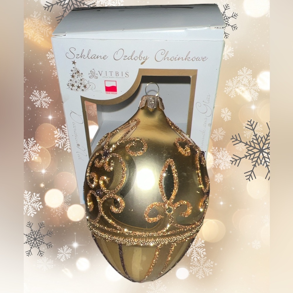 VITBIS Szklane Ozdoby Choinkowe Glass Gold Faberge Egg Christmas Ornament Poland